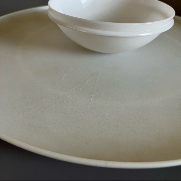 Vintage Tupperware Chip Dip-N-Serve Tray & Bowl ‎ #492 No Lid White - Picture 3 of 3